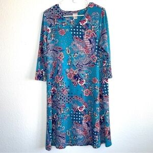 Chico's Paisley Floral Dress Jersey Knit